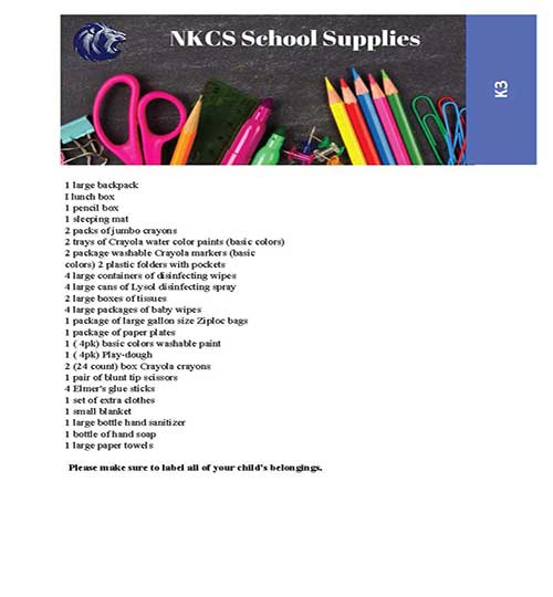 NKCS K3 Supply List